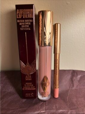 Charlotte Tilbury Airbrush-Lip Blur Liquid Lipstick&LipLiner-Pillow Talk Medium